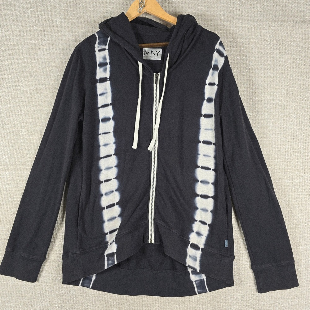 Marc New York Performance Womens XL Black Tie Dye Zip Up Hoodie Sweatshirt